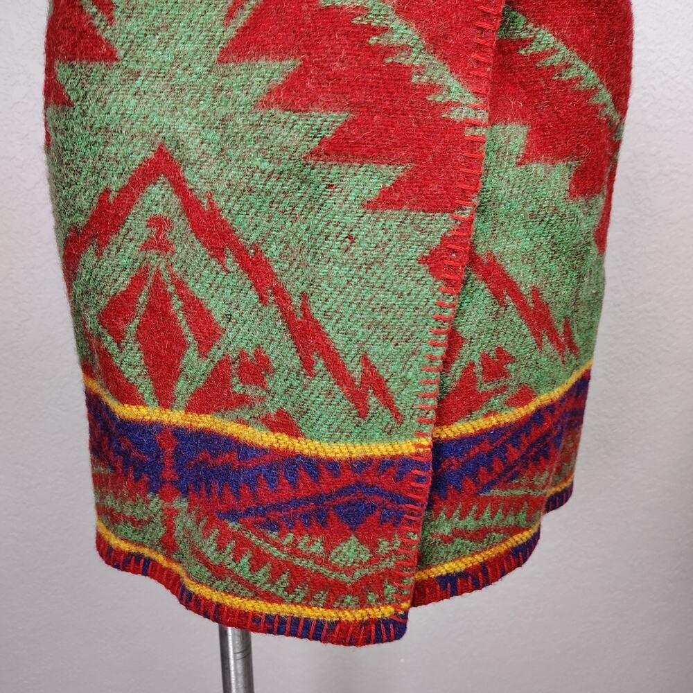 Ralph Lauren Country Wool Southwest Tribal Blanket Skirt Red Blue Green 6 - Picture 12 of 16